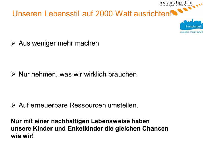 Lebensstil auf 2000 Watt ausrichten